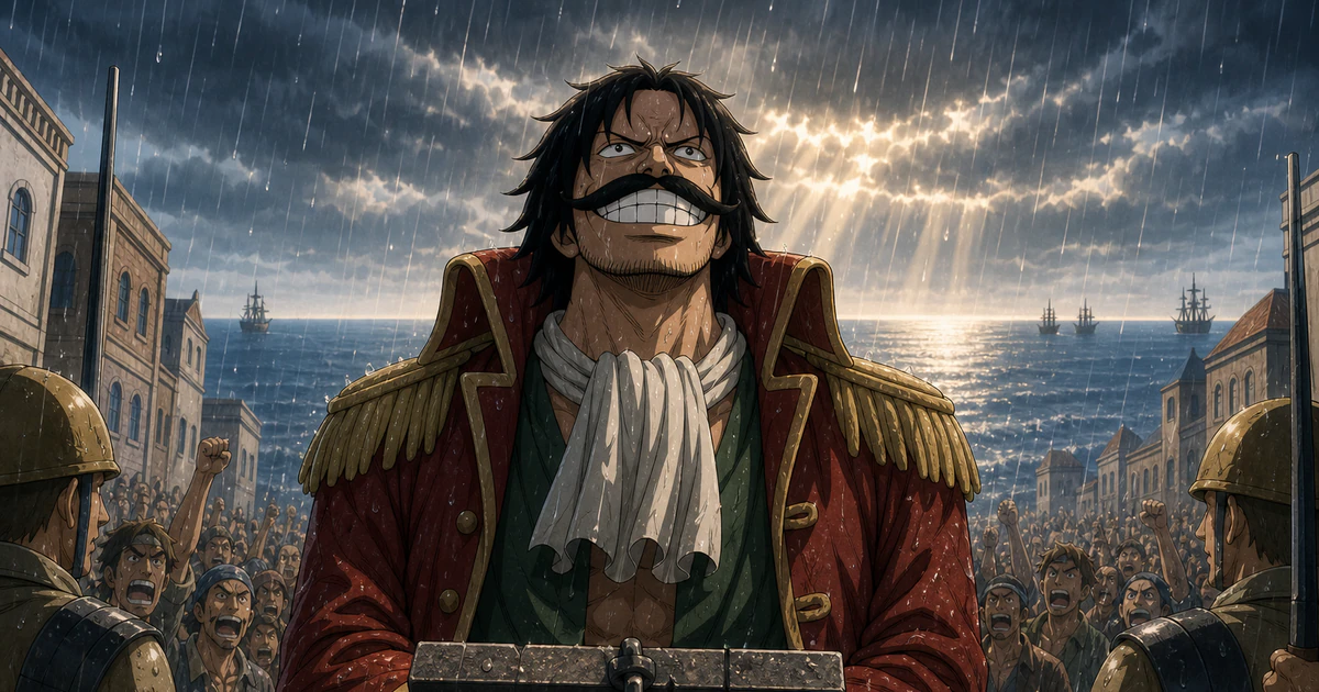 Infográfico abstrato sobre como a era dos piratas começou e quais eventos moldaram a busca pelo one piece