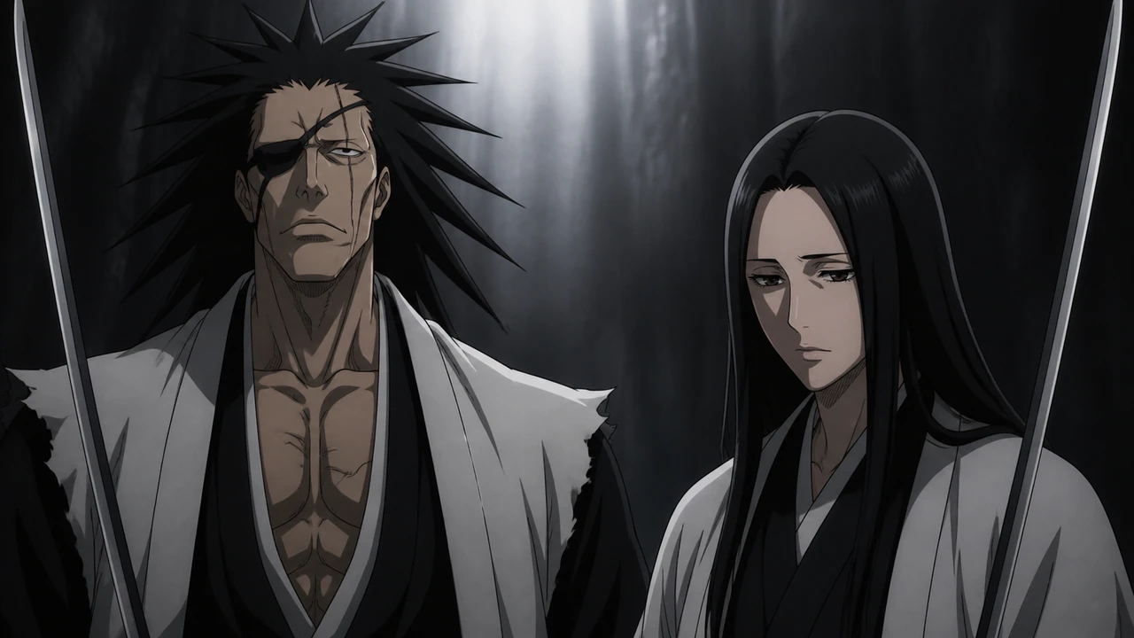 Sequência visual da evolução de Kenpachi até a batalha contra Gerard