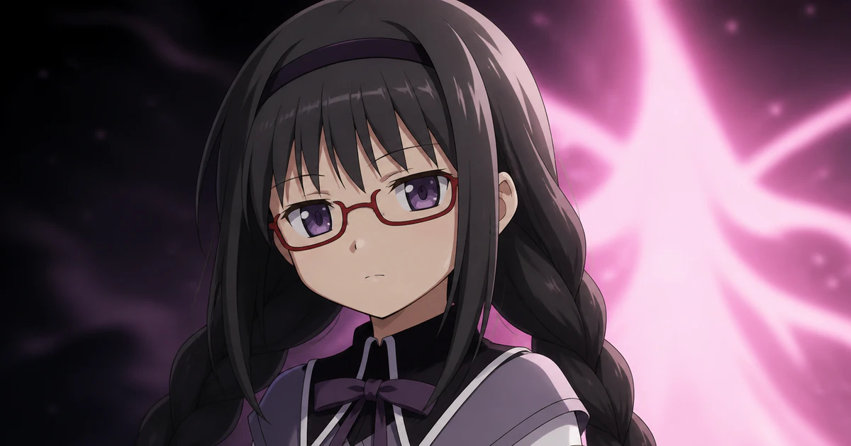 Infográfico abstrato sobre como funcionam as linhas temporais de madoka magica e por que homura altera o destino