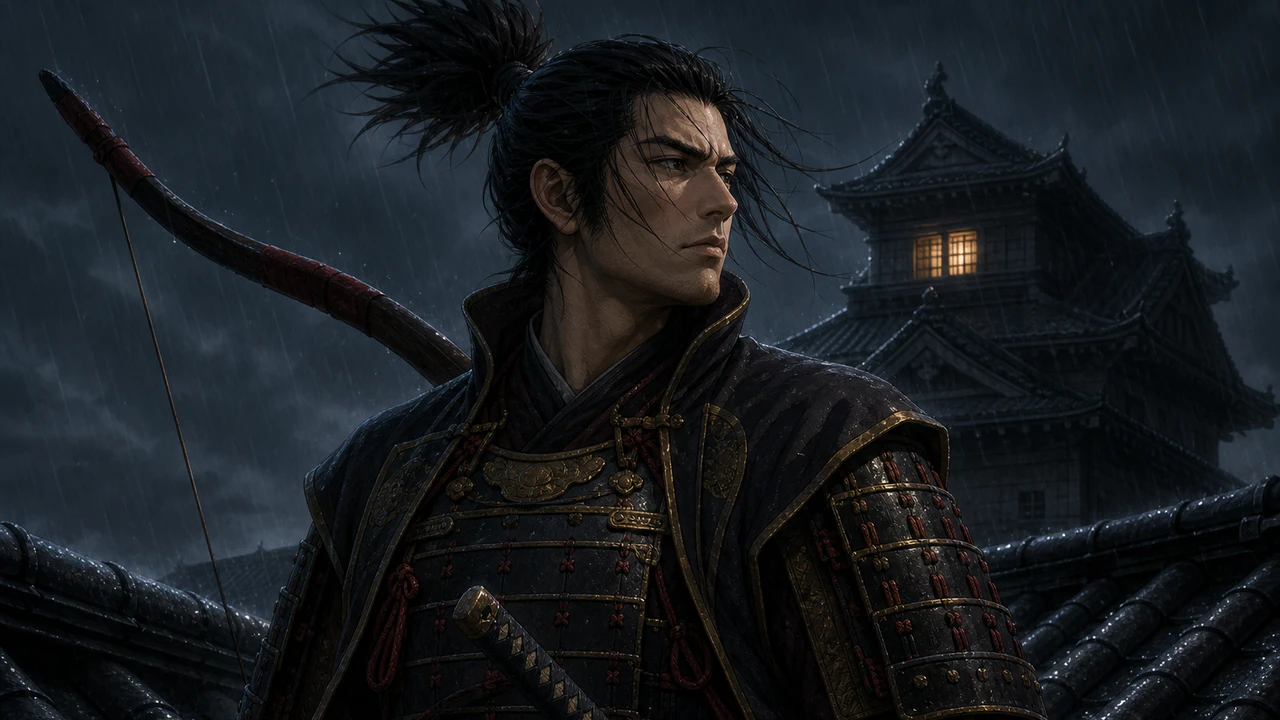 Kuro e Genichiro diante de Ashina em chamas