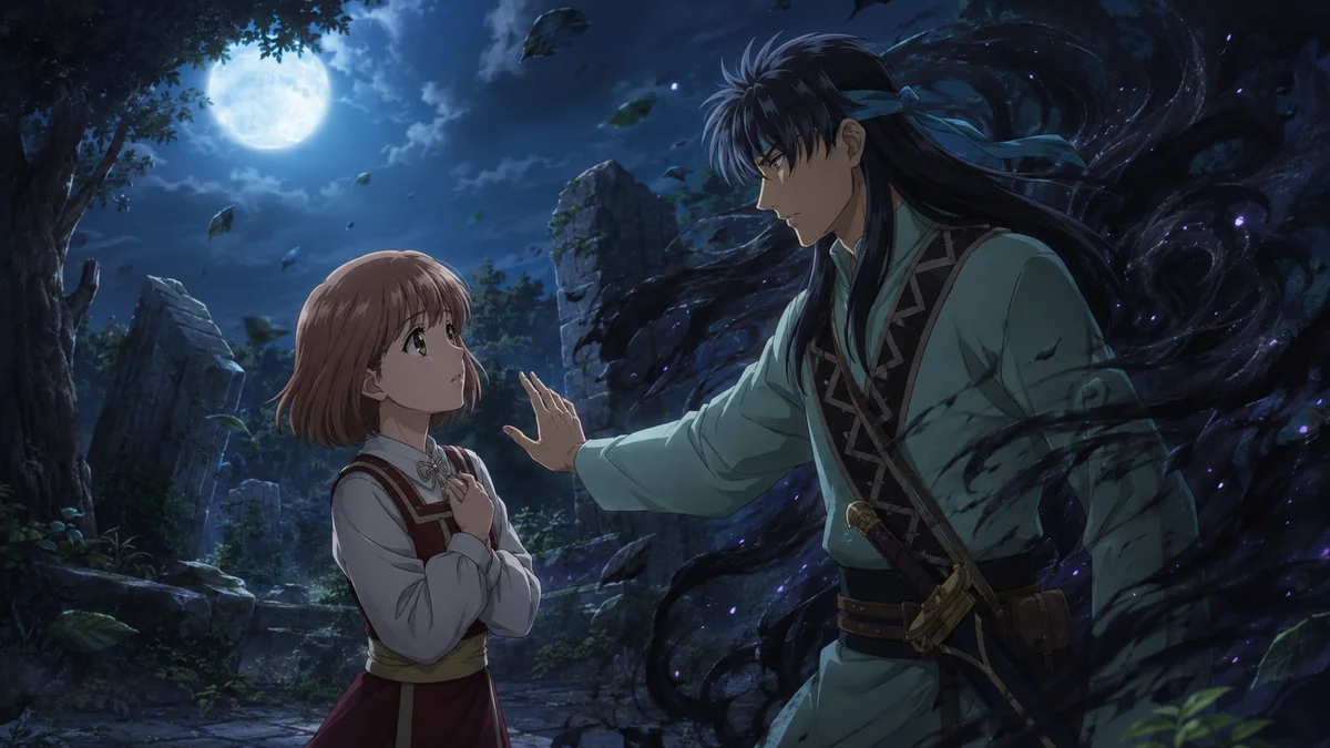 Izark protege Noriko enquanto teme a energia sombria que começa a surgir atrás dele